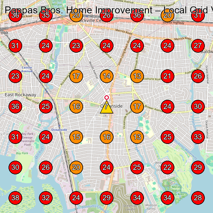 Pappas Bros. Home Improvement GeoGrid visibility map for General Contractor in East Rockaway