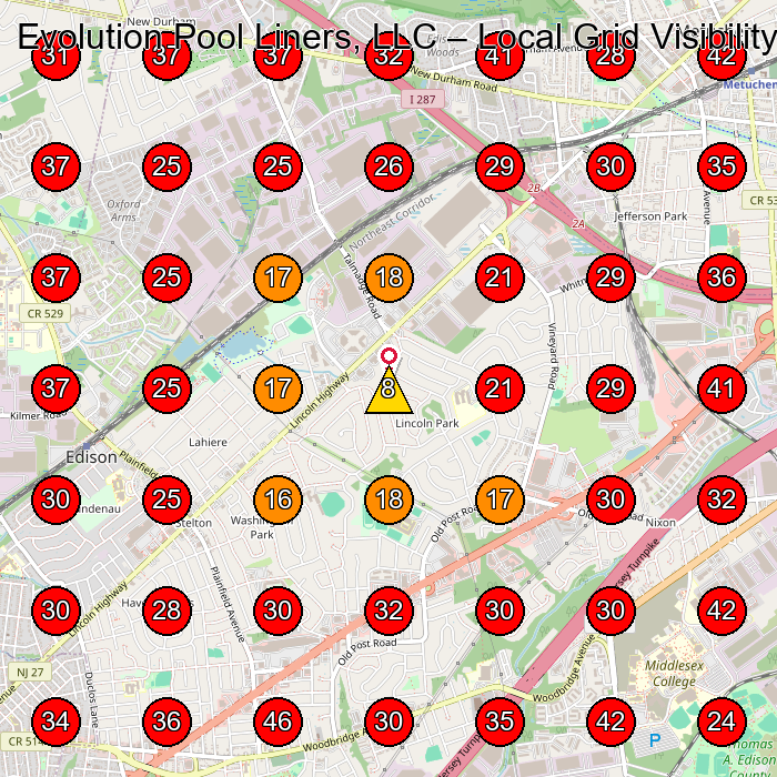 Evolution Pool Liners, LLC GeoGrid visibility map for Swimming Pool Contractor in Milltown