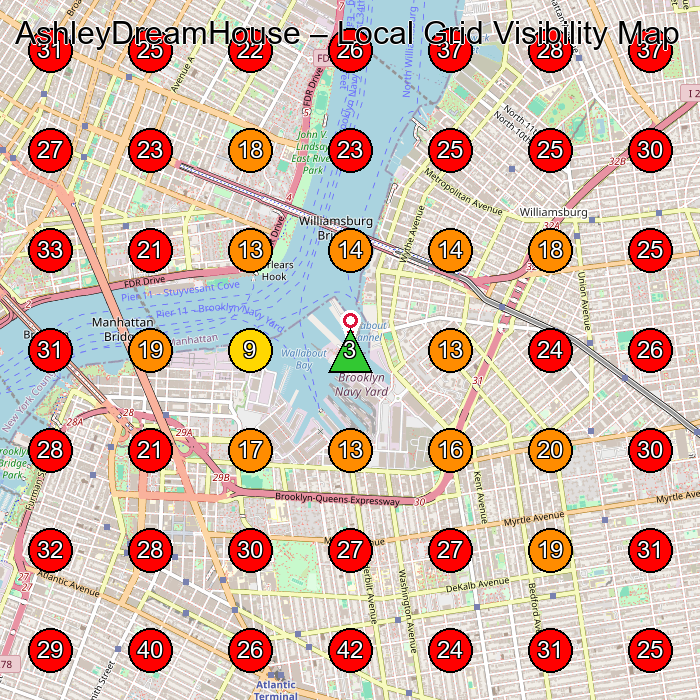 AshleyDreamHouse GeoGrid visibility map for House Cleaning Service in None