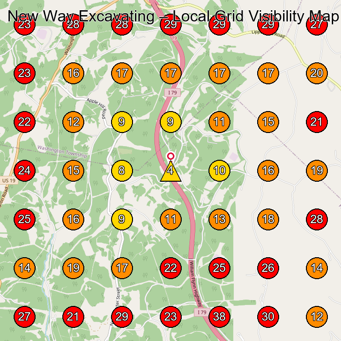 New Way Excavating GeoGrid visibility map for Excavating Contractor in Hookstown