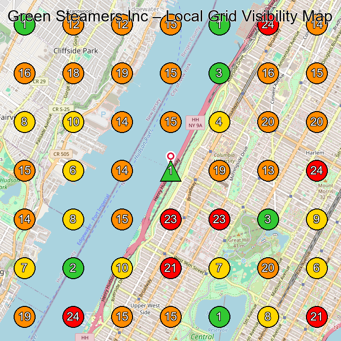 Green Steamers Inc Carpet Cleaning Service GeoGrid ranking map for None