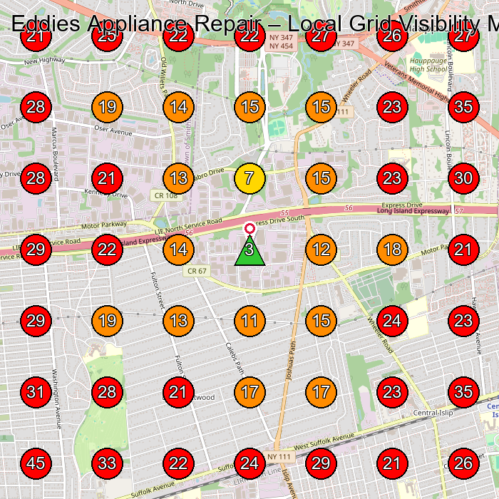 Eddies Appliance Repair GeoGrid visibility map for Appliance Repair Service in None