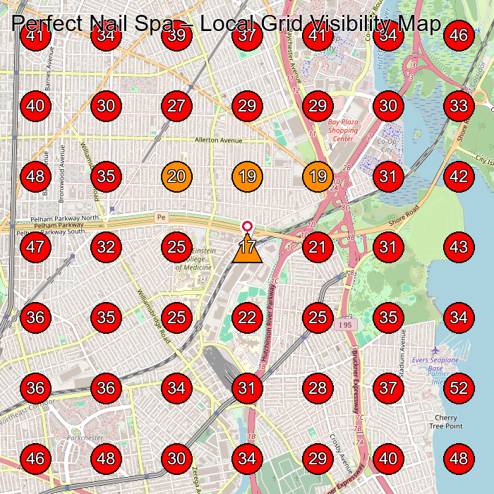 Perfect Nail Spa GeoGrid visibility map for Nail Salon in Bronx