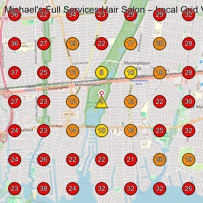 Michael's Full Services Hair Salon GeoGrid visibility map for Permanent Make-Up Clinic in Massapequa Park