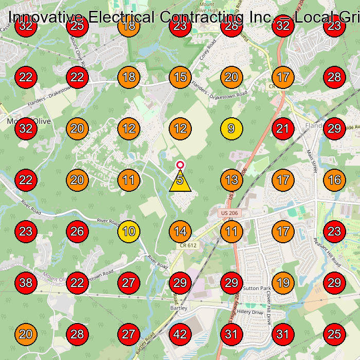 Innovative Electrical Contracting Inc. GeoGrid visibility map for Electrician in Stanhope