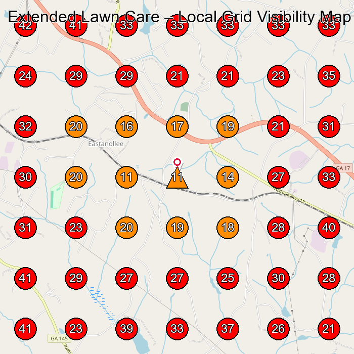 Extended Lawn Care GeoGrid visibility map for Property Maintenance in None