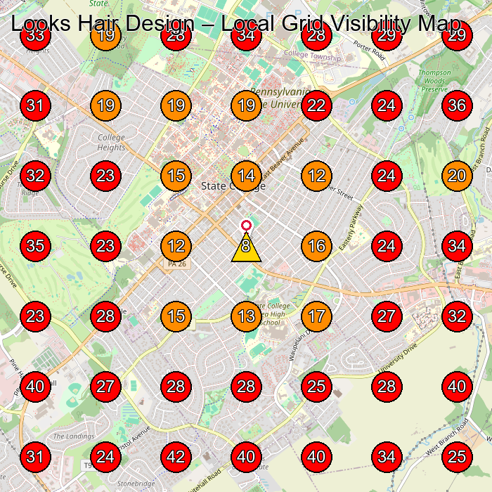 Looks Hair Design GeoGrid visibility map for Massage Therapist in None
