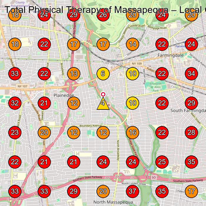 Total Physical Therapy of Massapequa GeoGrid visibility map for Physical Therapy Clinic in Bethpage