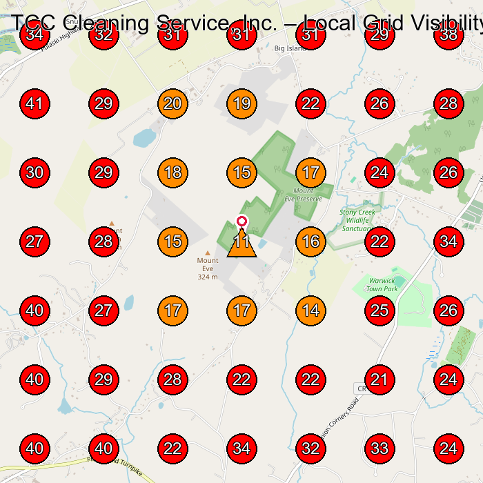TCC Cleaning Service, Inc. GeoGrid visibility map for Electrician in Goshen