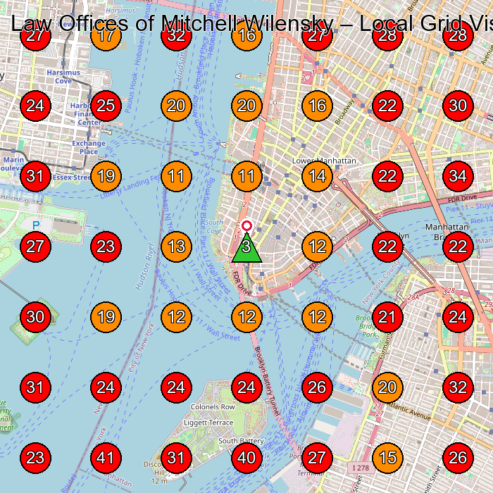 Law Offices of Mitchell Wilensky GeoGrid visibility map for Law Firm in New York