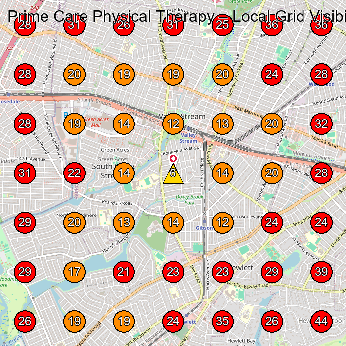 Prime Care Physical Therapy GeoGrid visibility map for Chiropractor in Lynbrook