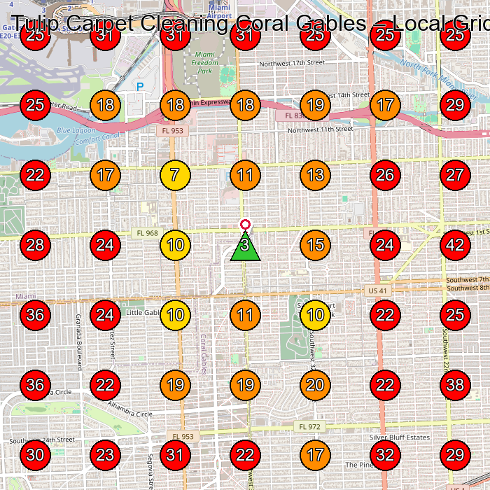 Tulip Carpet Cleaning Coral Gables GeoGrid visibility map for Swimwear Store in None