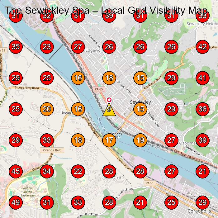 The Sewickley Spa GeoGrid visibility map for Spa in Ringgold