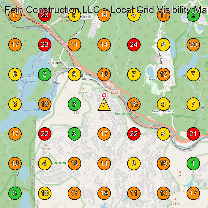 Fein Construction LLC Home Builder GeoGrid ranking map for Kinnelon NJ