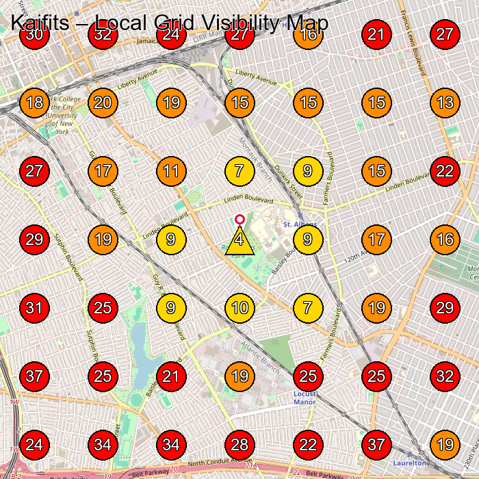 Kaifits GeoGrid visibility map for Women'S Clothing Store in St. Albans