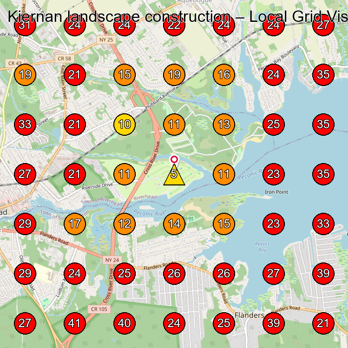 Kiernan landscape construction GeoGrid visibility map for Landscaper in Westhampton Beach