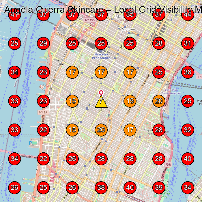 Angela Guerra Skincare GeoGrid visibility map for Lymph Drainage Therapist in Astoria