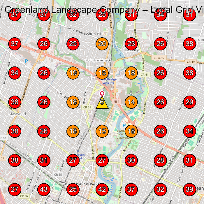 Greenland Landscape Company GeoGrid visibility map for Landscaper in Hackensack