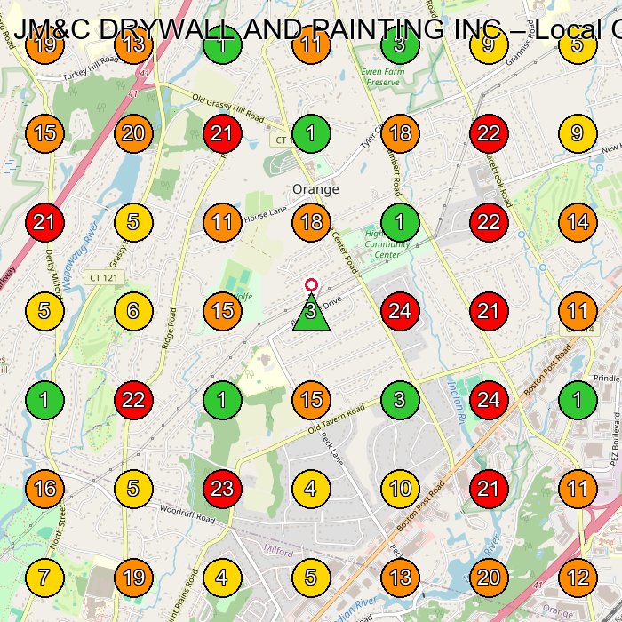 JM&C DRYWALL AND PAINTING INC Dry Wall Contractor GeoGrid ranking map for None