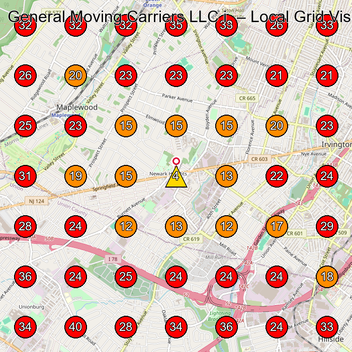 General Moving Carriers LLC i¸ GeoGrid visibility map for Moving And Storage Service in Berkeley Heights
