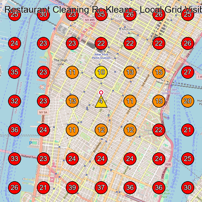 Restaurant Cleaning Rc Klean GeoGrid visibility map for Office Furniture Store in New York