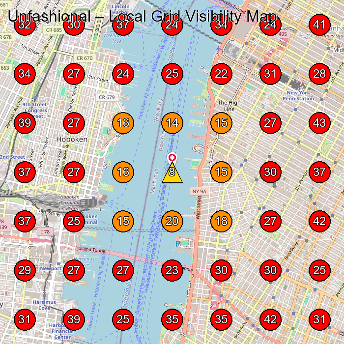 Unfashional GeoGrid visibility map for Fashion Accessories Store in New York