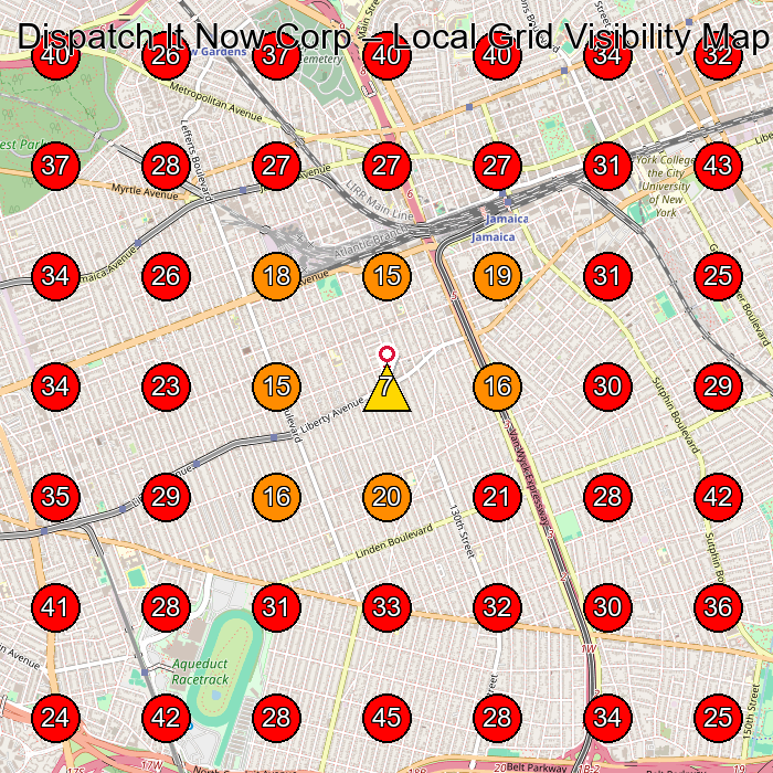 Dispatch It Now Corp GeoGrid visibility map for Shipping Company in Queens