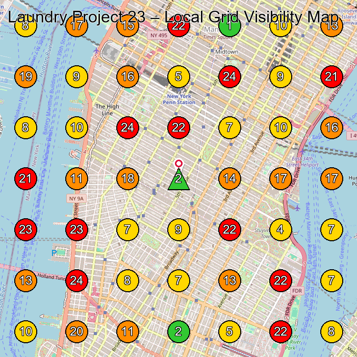 Laundry Project 23 Laundry Service GeoGrid ranking map for New York NY