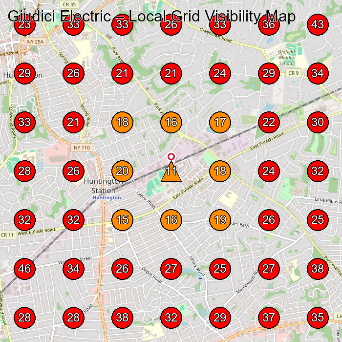 Giudici Electric GeoGrid visibility map for Electrician in None
