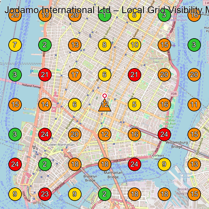Jodamo International Ltd Men'S Clothing Store GeoGrid ranking map for New York NY