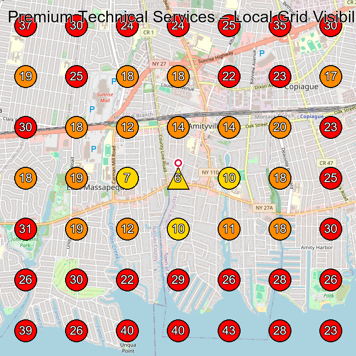 Premium Technical Services GeoGrid visibility map for Construction Company in Massapequa Park