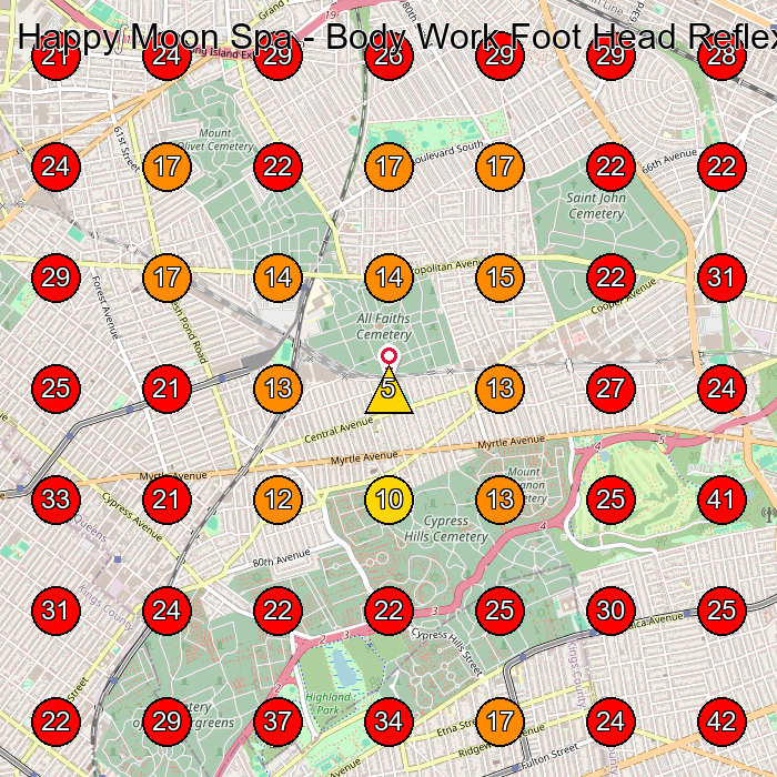 Happy Moon Spa - Body Work Foot Head Reflexology Professional Massage Aroma Therapy Treatments Flushing GeoGrid visibility map for Massage Spa in Brooklyn