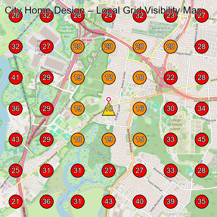 City Home Design GeoGrid visibility map for Masonry Contractor in Staten Island