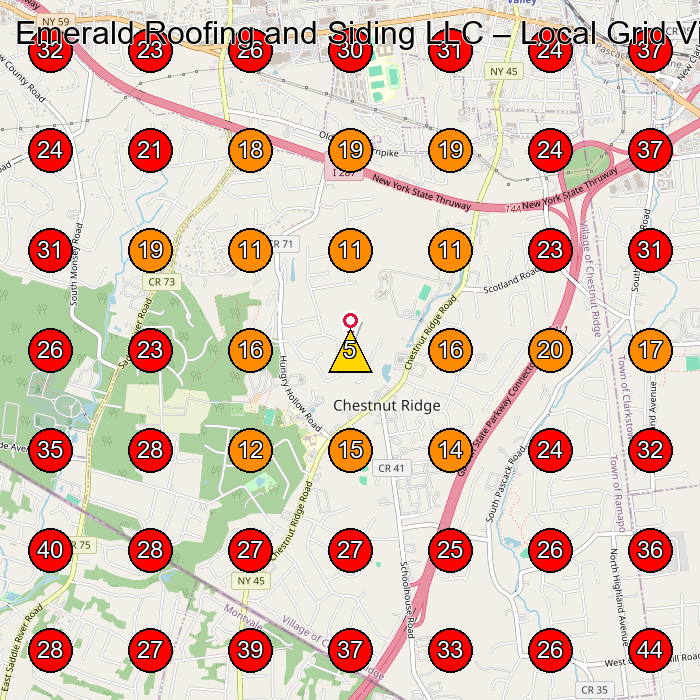 Emerald Roofing and Siding LLC GeoGrid visibility map for Roofing Contractor in None