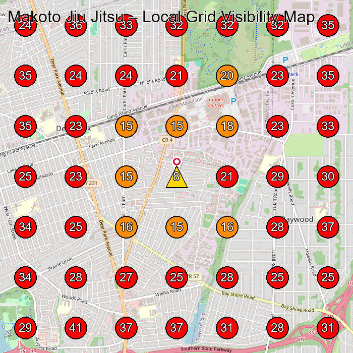 Makoto Jiu Jitsu GeoGrid visibility map for Martial Arts School in Deer Park