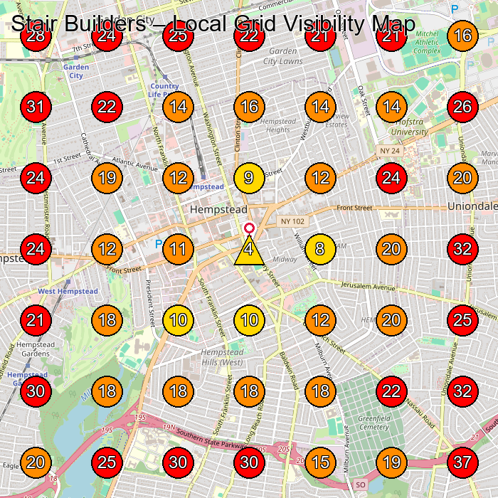Stair Builders GeoGrid visibility map for Construction Company in None