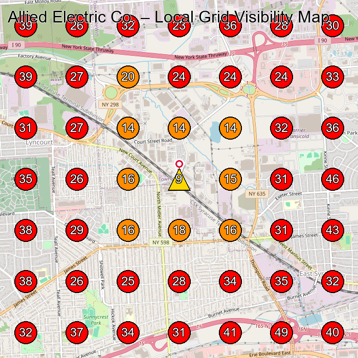 Allied Electric Co. GeoGrid visibility map for Legal Aid Office in Syracuse