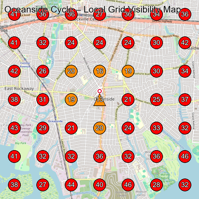 Oceanside Cycle GeoGrid visibility map for Bicycle Store in Rockville Centre