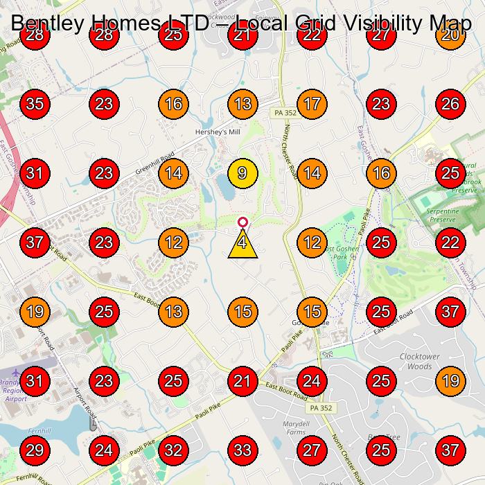 Bentley Homes LTD GeoGrid visibility map for Masonry Contractor in None