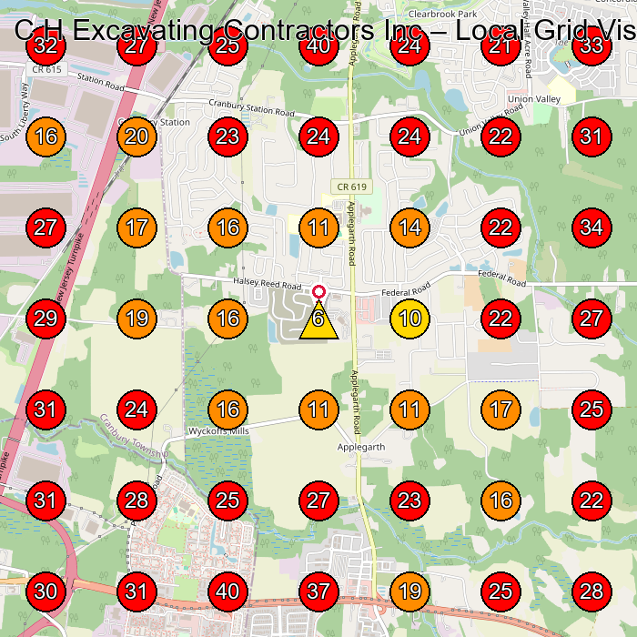C H Excavating Contractors Inc GeoGrid visibility map for Excavating Contractor in None