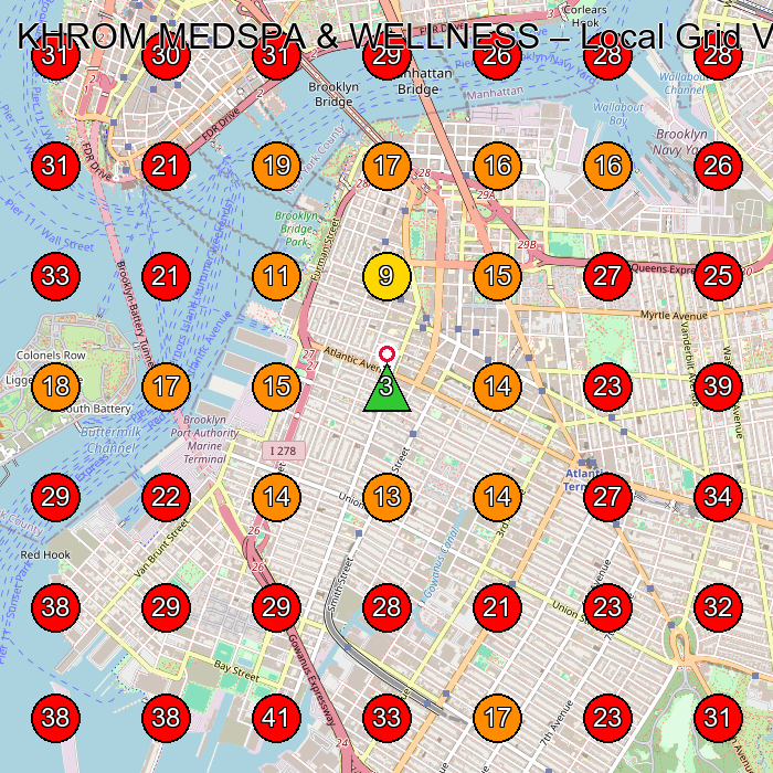 KHROM MEDSPA & WELLNESS GeoGrid visibility map for Medical Spa in Brooklyn