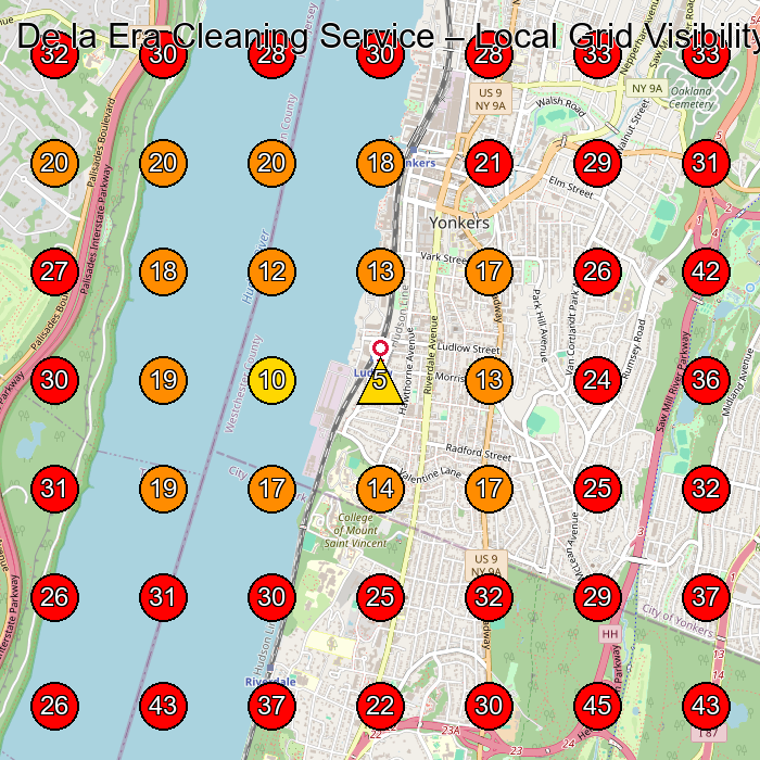 De la Era Cleaning Service GeoGrid visibility map for Commercial Cleaning Service in Yonkers