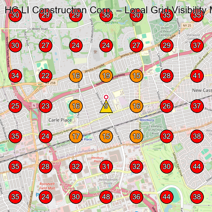 HC LI Construction Corp. GeoGrid visibility map for Masonry Contractor in None