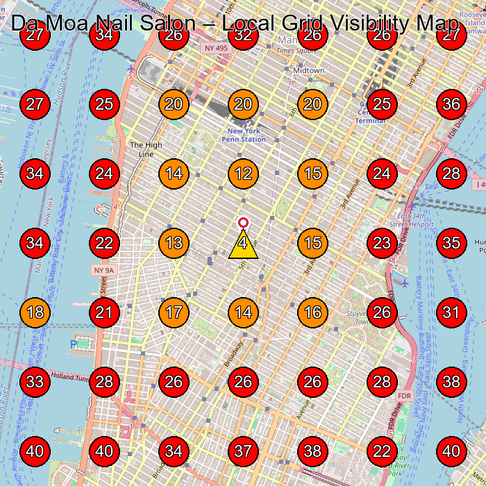 Da Moa Nail Salon GeoGrid visibility map for Nail Salon in New York