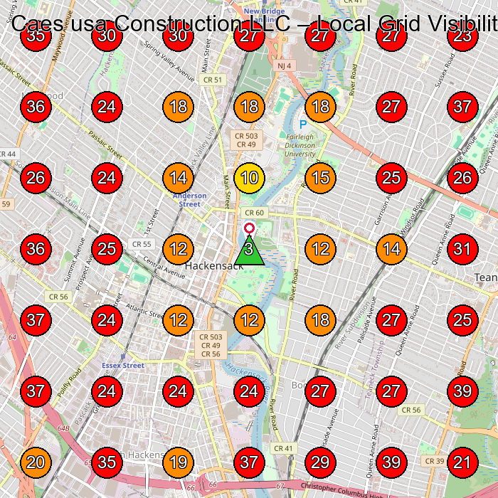 Caes usa Construction LLC GeoGrid visibility map for Construction Company in Hackensack