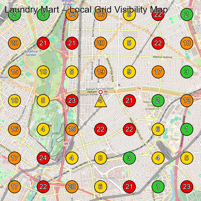 Laundry Mart Laundromat GeoGrid ranking map for Bronx NY
