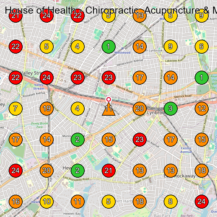 House of Health - Chiropractic, Acupuncture & Massage Therapy - Dr. Caitlin Brown Chiropractor GeoGrid ranking map for Lynbrook NY
