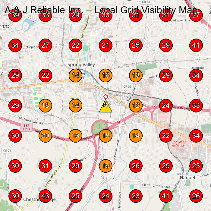 A & J Reliable Inc. GeoGrid visibility map for Roofing Contractor in None
