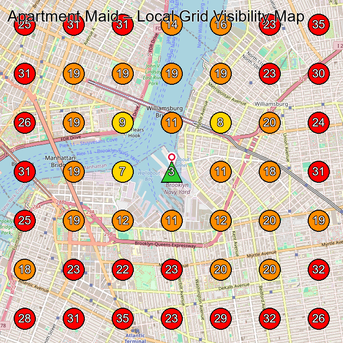 Apartment Maid GeoGrid visibility map for House Cleaning Service in None