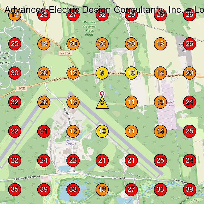 Advanced Electric Design Consultants, Inc. GeoGrid visibility map for Electrician in None